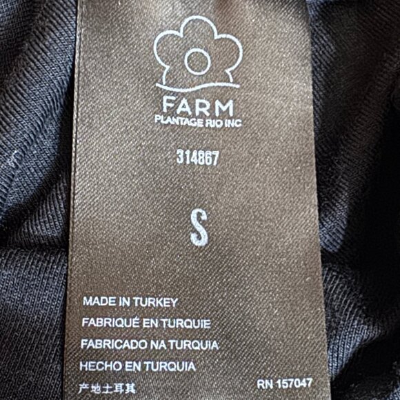 Farm Rio Black Stitched Flowers Lenzing™ Ecovero™ Viscose Midi Dress Size Small - Picture 7 of 16